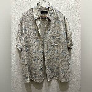Tasso Elba Beige and Blue Floral Casual Shirt